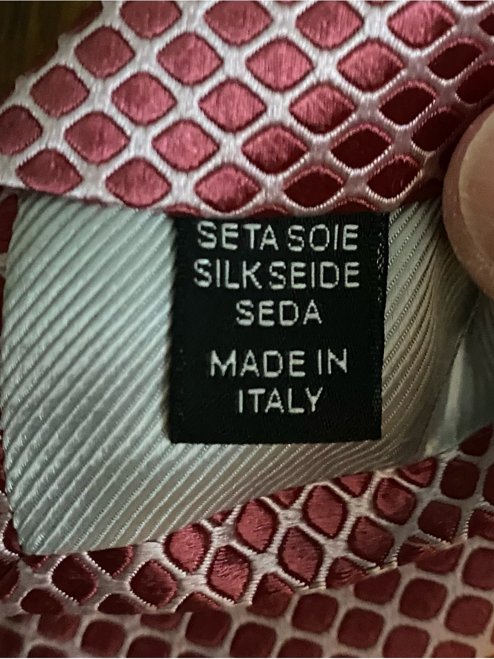 Ermenegildo Zegna Red Geometric Silk Tie Made in Italy - Picture 3 of 4